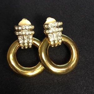 Faux diamond and gold clip-on earrings